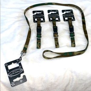 1 camo leash w 3 matching collars